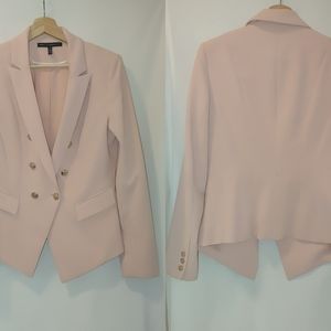 White House Black Market Pastel Light Pink Double Breasted Blazer Gold 10